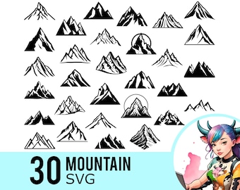 Mountain Silhouette SVG Clipart: 30 Summit Templates (Instant Download)