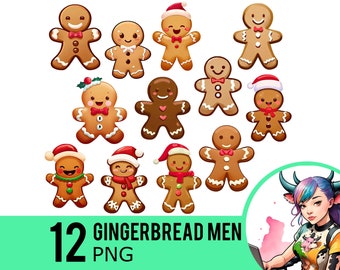 Clipart de Hombre de Jengibre: Imágenes PNG de Galletas Navideñas (12 archivos transparentes)