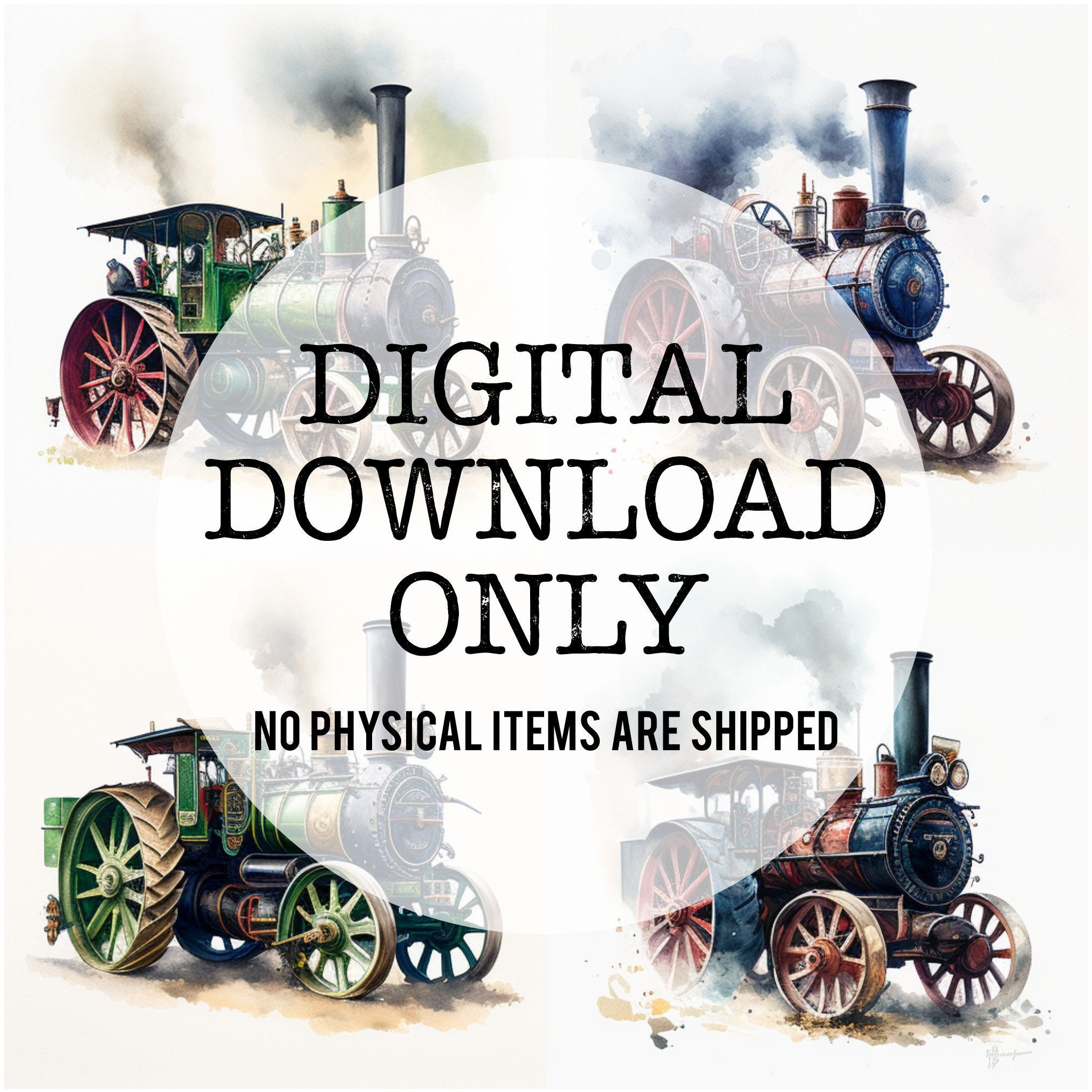 Traction Engine Watercolor PNG Clipart Steam Tractor Portrait - Etsy UK