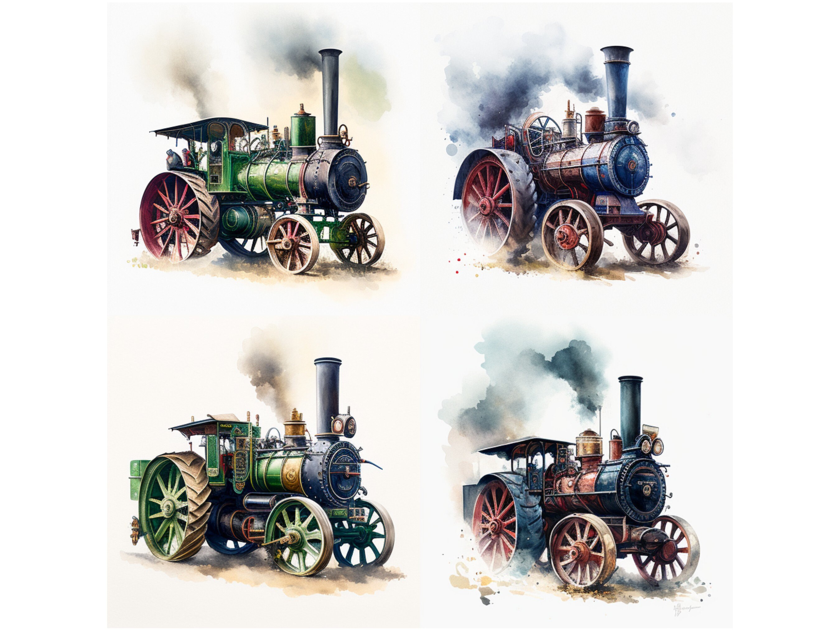 Traction Engine Watercolor PNG Clipart Steam Tractor Portrait - Etsy UK
