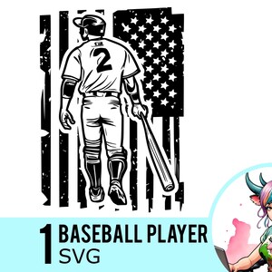 Baseball-Svg-Clipart, US-Baseball-Svg, amerikanische Flagge, USA-Baseball-Spieler-Svg, geschnittene Datei, sofortiger Download, 1 SVG-Vorlage, 518
