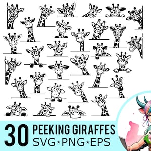 Peeking Giraffe SVG Bundle: Zoo Animal Clipart (30 Templates) (Instant Download)