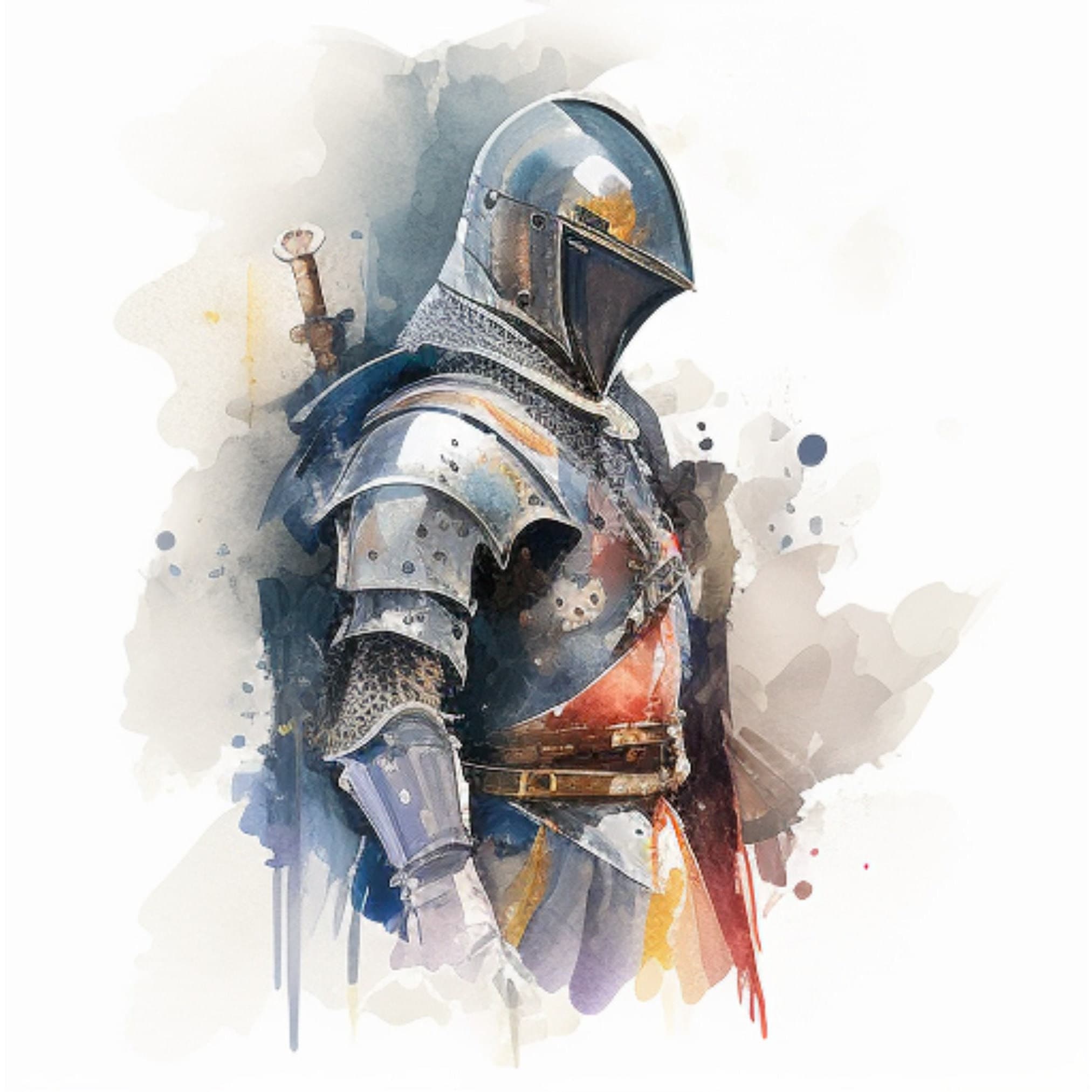 Knight Watercolor PNG Clipart Knight Armor Portrait PNG Etsy