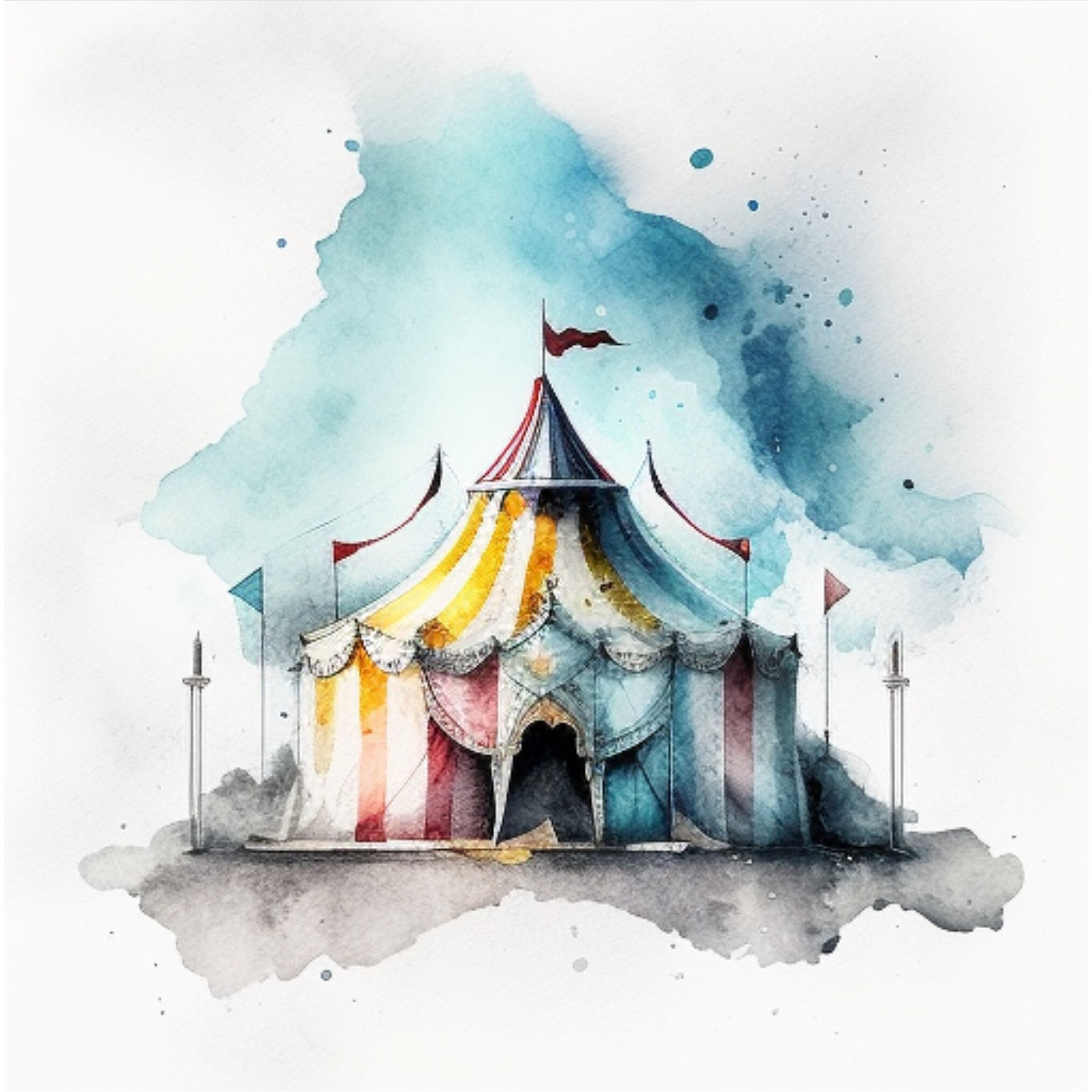 Watercolor Circus Tent Clipart: 4 PNG Images (digital Download) - Etsy