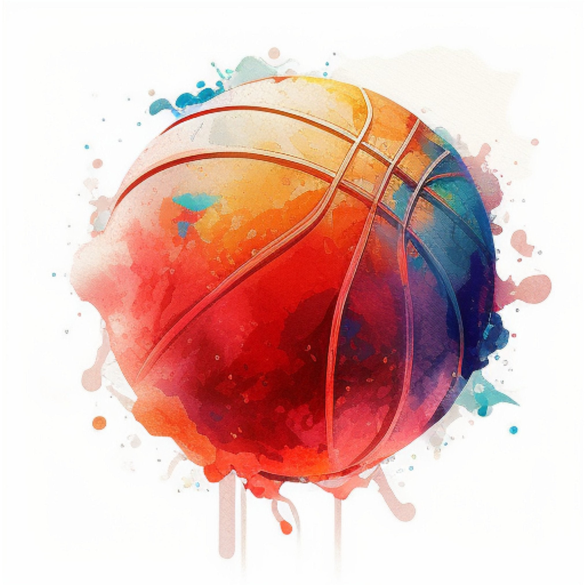 Watercolor Basketball Clipart: 4 PNG Images, Commercial Use - Etsy