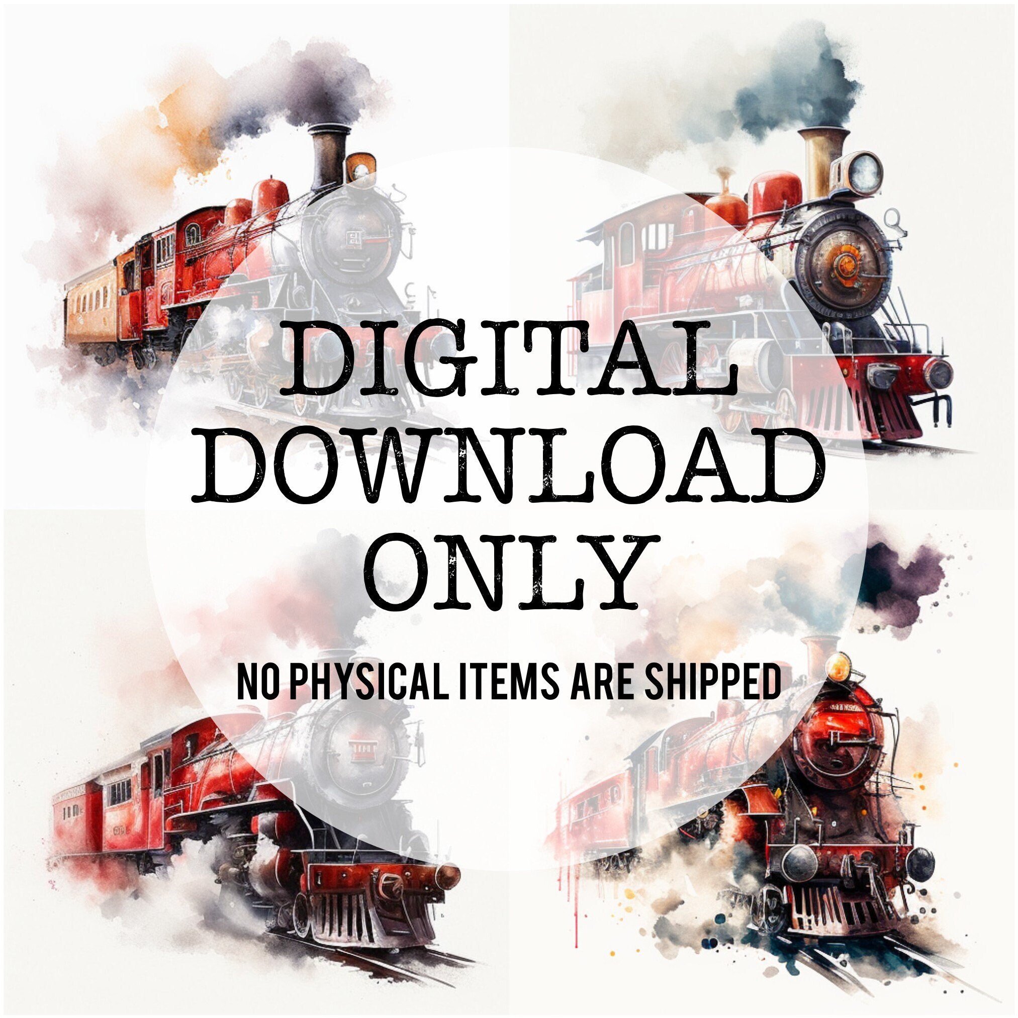 Red Steam Engine Watercolor PNG Clipart Locomotive Portrait - Etsy UK