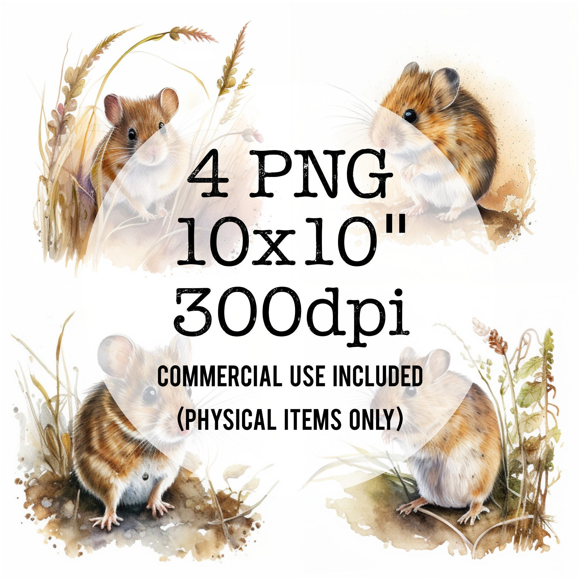 Field Mouse Watercolor PNG Clipart Mouse Portrait PNG Etsy
