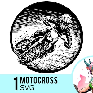 Clipart di un pilota di motocross in formato SVG, silhouette di motocross, modello di motocross, file di taglio vettoriale di motocross, download immediato, 1 modello SVG, 448