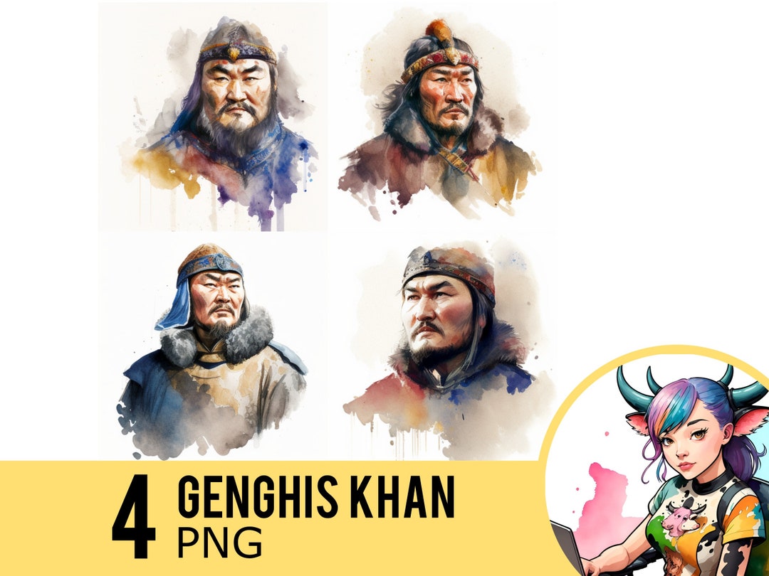 Genghis Khan Watercolor PNG Clipart, Chinggis Khan Portrait Watercolour ...