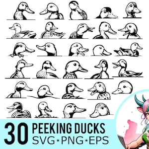 Peeking Duck SVG Clipart: Farm Animal Cut Files (30 Bundle)