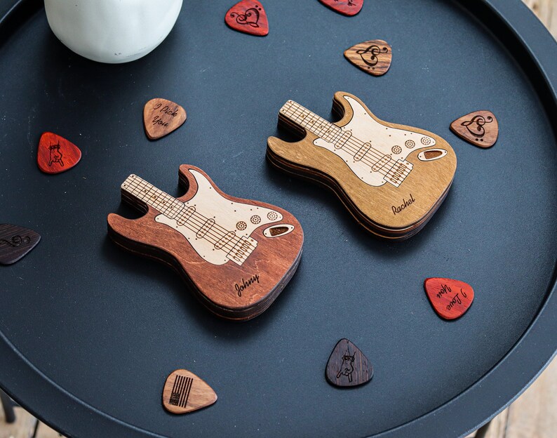 Personalized Wooden Pick Case Wooden Guitar Pick Etsy