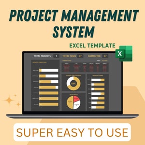 Project Management Dashboard Template | Excel Templates | Project Tasks Tracking | Easy To Use | For Any Business | Overdue Tasks Tracker