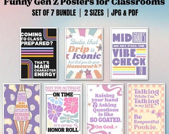 Gen Z Classroom Poster Bundle: Pastel Boho Decor (Instant Download, PDF & JPG