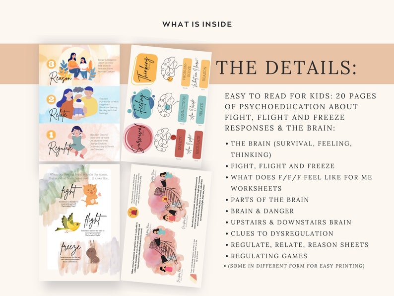 Trauma Therapy Worksheet Bundle: Kid Friendly Fight, Flight & Freeze ...