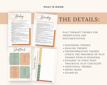 Play Therapy Themes and Transformation Tracker: Therapist Cheat Sheet and Checklist (Digital PDF)