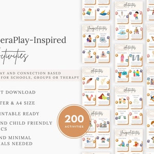 200 attività ispirate al gioco e alla terapia di connessione: attività e carte fatte per te per la scuola, la terapia del gioco o il gruppo + schede di lavoro e poster