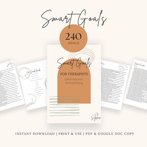 240 SMART Goals for Therapy Progress Notes: Cheat Sheet Template for ...