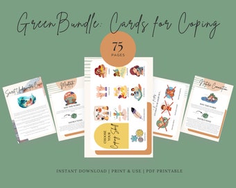 Paquete Verde - 75 Tarjetas de Habilidades de Afrontamiento: Autocuidado para Adultos y Niños, Meditación Guiada (Digital)