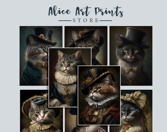 Victorian Cat ATC Cards, Junk Journal Cards, Digital Paper, Printable Journaling Cards, Digital Download, Scrapbooking Ephemera, Aristocats