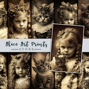 Vintage mooie Fairy Junk Journal Retro Photo Digital, Vintage Pretty Girl Junk Journal Ephemera Girl de Kitten Fairy fotografie