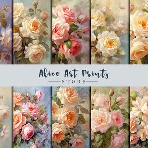 Shabby Chic flowers Junk Journal Papers, Vintage roses Junk Journal Pages, Romantic Junk Journal Printable, Vintage Collage Sheet