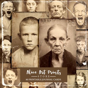 The Mental Asylum Patient Vintage Photo Collection, 80 Junk Journal Cards, Old Portrait Photographs, Ephemera Printable Retro People Photos
