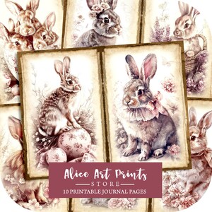 Victorian Easter Bunny Junk Journal Kit Pages, Vintage Easter Ephemera, Kids Journal Digital Paper Scrapbooking Antique Easter Eggs