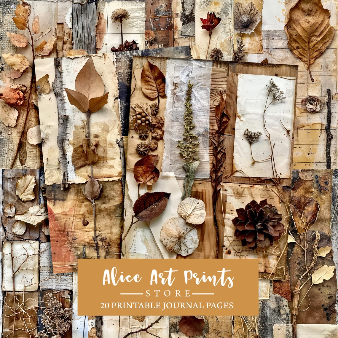 Fall Junk Journal Pages, Autumn Leaves Scrapbook Page, Fall Ephemera ...