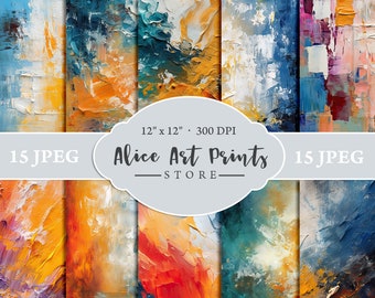 Abstract Painting Background, Oil Painting Backgrounds, acrylic digital paper pack, acrylic paint texture on canvas, Scrapbooking Paper