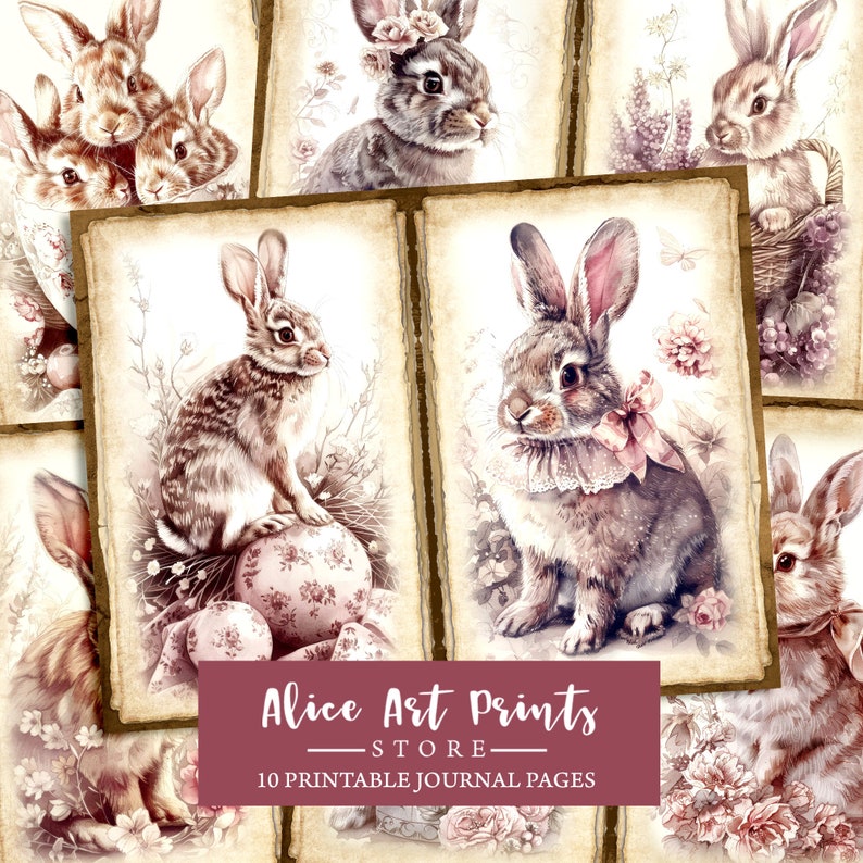 Victorian Easter Bunny Junk Journal Kit Pages, Vintage Easter Ephemera ...