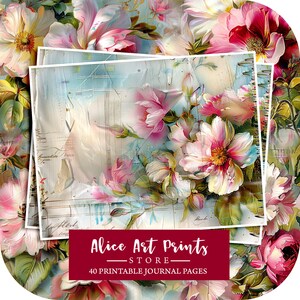 40 Botanische Blumen Junk Journal Seiten, Vintage Wildblumen Digitales Scrapbook Papier Kit, Botanischer Garten Shabby Chic Hintergründe, Ephemera