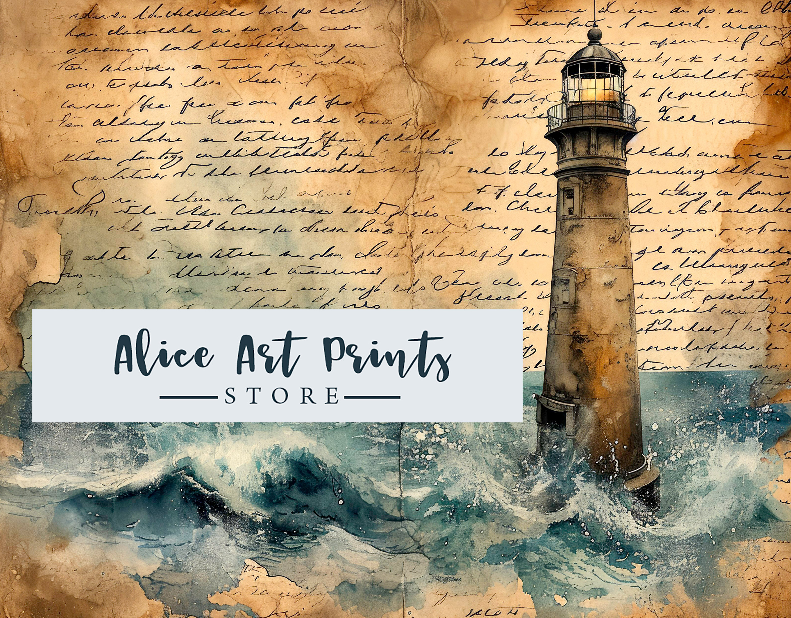 Watercolor Lighthouse Junk Journal Kit, Shabby Chic Ocean Journal Pages ...