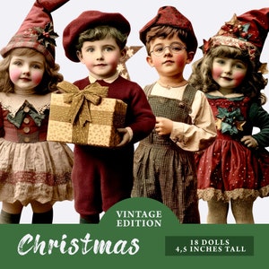 Christmas Children JUNK JOURNAL photos, Vintage kids collage images, digital ephemera, fussy cut, scrapbook, card making journaling supplies