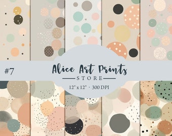 Acuarela Boho lunares papel Digital, colorido Boho confeti Pack Scrapbooking papel, acuarela lunares papel Digital fondos #7