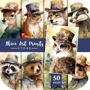 Coisas efêmeras para impressão de animais da floresta, cartões de registro no diário para impressão, álbum de recortes, download digital, etiquetas de lixo eletrônico, suprimentos para diários indesejados