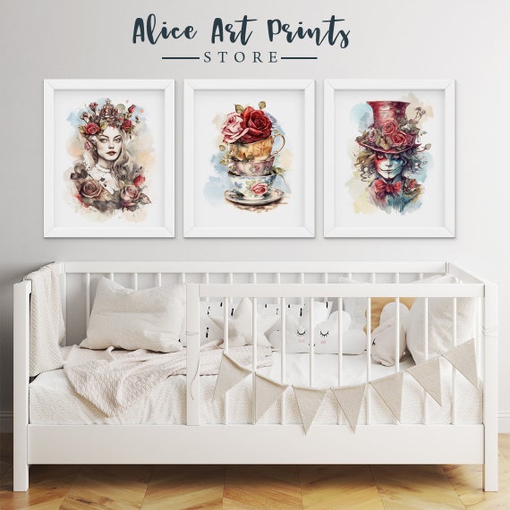 Alice in Wonderland Prints, Set of Digital Printable, Mad Hatter