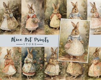 Junk Journaling Ephemera, Junk Journal Peter Rabbit 16 Vintage Art, Digital Clip art Beatrix Potter Style, Vintage afdrukbare ephemera pack