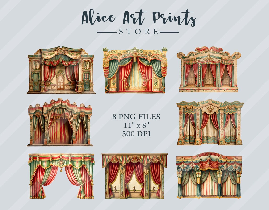 Printable French Theater Dollhouse Christmas Vintage Paper - Etsy