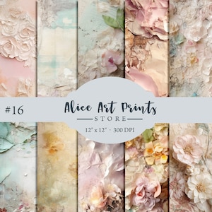 Pastel Timeworn texture Digital Paper Backgrounds, Cracked texture, grunge distressed textures, Romantic handmade Scrapbooking Paper #16