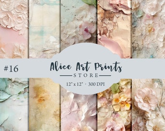 Pastel Timeworn texture Digital Paper Backgrounds, Cracked texture, grunge distressed textures, Romantic handmade Scrapbooking Paper #16