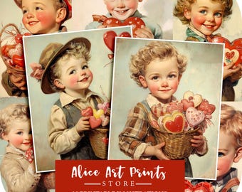 Retro Valentijnsdagkaart, vintage valentijnspagina's romantische rommeldagboek Afdrukbare Victoriaanse liefde bloemen ATC ansichtkaart hart papier kortstondig