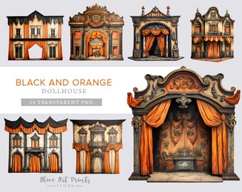 Printable Halloween Vintage Theater, Theater Dollhouse, junk journal digital ephemera, collage, card making, scrapbooking, vintage ephemera