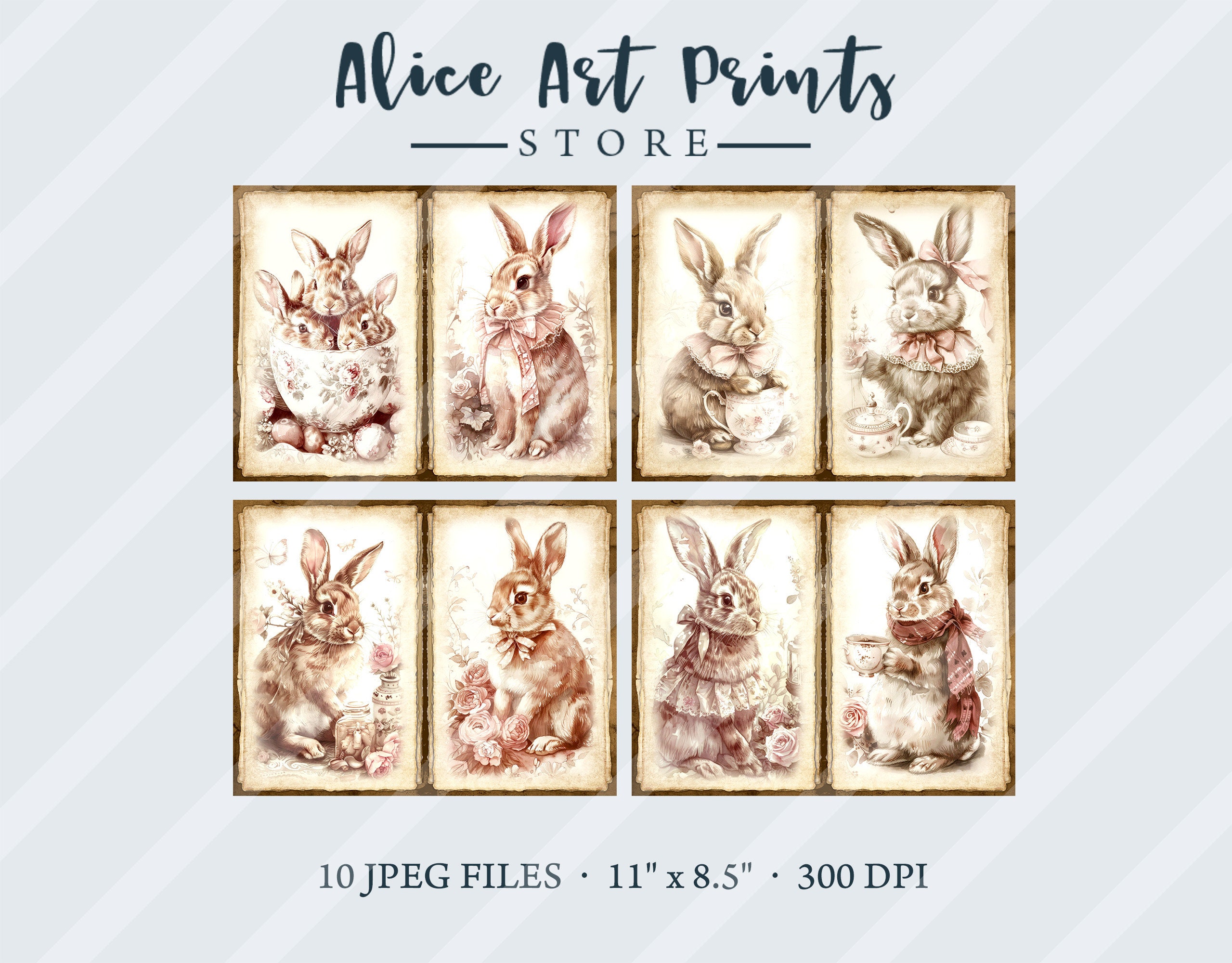 Victorian Easter Bunny Junk Journal Kit Pages, Vintage Easter Ephemera ...