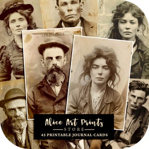 The Vintage Photo Collection - 45 Junk Journal Cards, Digital Art, Old Portrait Photographs, Vintage Ephemera Printable Retro People Photos