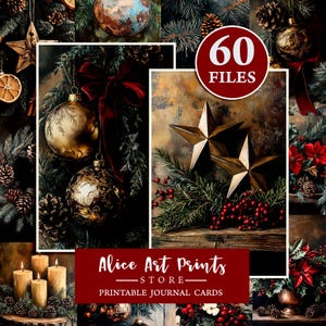 Pacote de cartões de Natal, conjunto de cartões de felicitações, 60 cartões de Natal, pacote de cartões de Natal, ilustração de Natal, impressão de arte de inverno, download digital