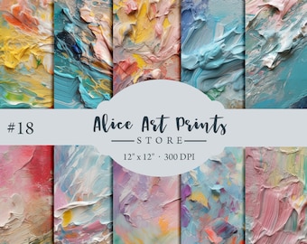 Oil Painting Backgrounds, acrylic digital paper pack, acrylic paint texture on canvas, pastel colours paint textures Scrapbooking Paper #18