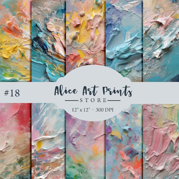 Oil Painting Backgrounds, acrylic digital paper pack, acrylic paint texture on canvas, pastel colours paint textures Scrapbooking Paper #18