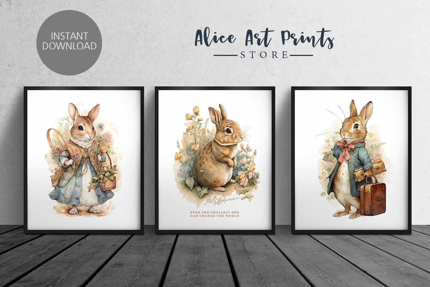 Pink Flopsy Peter Rabbit Beatrix Potter Nursery Decor Art Print Set Floral  Personalised Name Bunny Prints Girl Room Picture Baby Shower Gift 