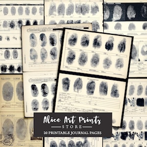 Papel de diario basura con huellas dactilares, páginas de diario basura de un hospital psiquiátrico abandonado, asilo gótico oscuro, tarjetas de identificación policial efímeras