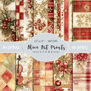 Afdrukbare aquarel kerst digitaal papier, kerst Ephemera, Fantasy Noel Xmas Pages, Download Junk Journal, Scrapbooking, Card Making